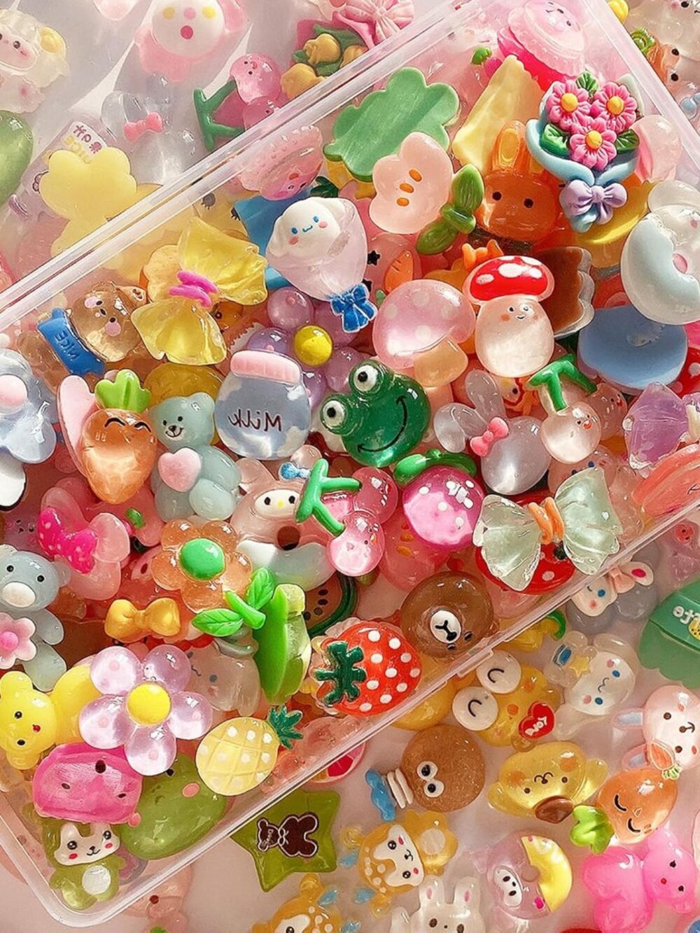 60pcs Embellishments Cute Set, Flat Back Bulk Mixed Resin Ornament Scrapbooking